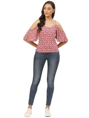 cold shoulder floral regular top - 17782053 - Standard Image - 4
