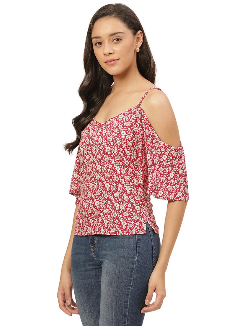cold shoulder floral regular top - 17782053 - Zoom Image - 2