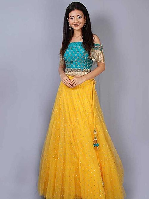 embroidered net semi stitched flared/a-line gown - 17782136 - Standard Image - 1