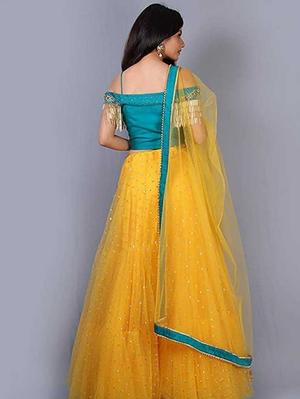 embroidered net semi stitched flared/a-line gown - 17782136 - Standard Image - 2