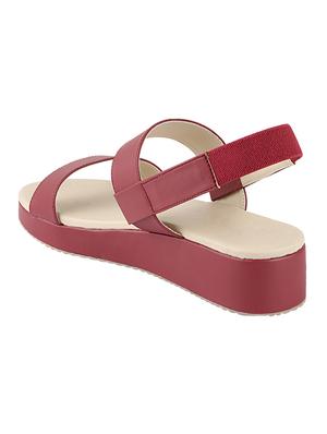 red synthetic ankle strap sandals - 17782464 - Standard Image - 3