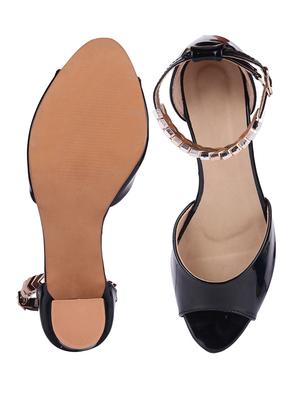 black synthetic ankle strap sandals - 17782474 - Standard Image - 4