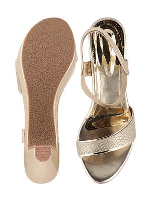 gold synthetic back strap sandals - 17782480 - Standard Image - 4
