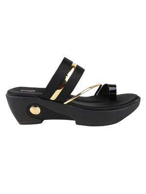 black synthetic slip on sandals - 17782489 - Standard Image - 3