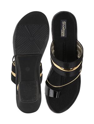black synthetic slip on sandals - 17782489 - Standard Image - 4