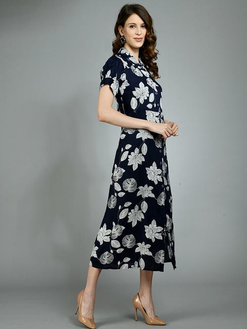 shirt collar floral fit & flare dress - 17782556 - Standard Image - 1