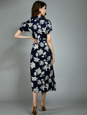 shirt collar floral fit & flare dress - 17782556 - Standard Image - 4