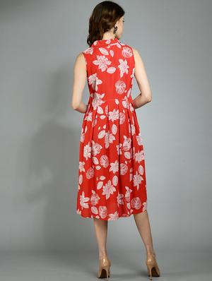 lapel neck floral fit & flare dress - 17782560 - Standard Image - 4