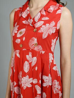 lapel neck floral fit & flare dress - 17782560 - Standard Image - 6