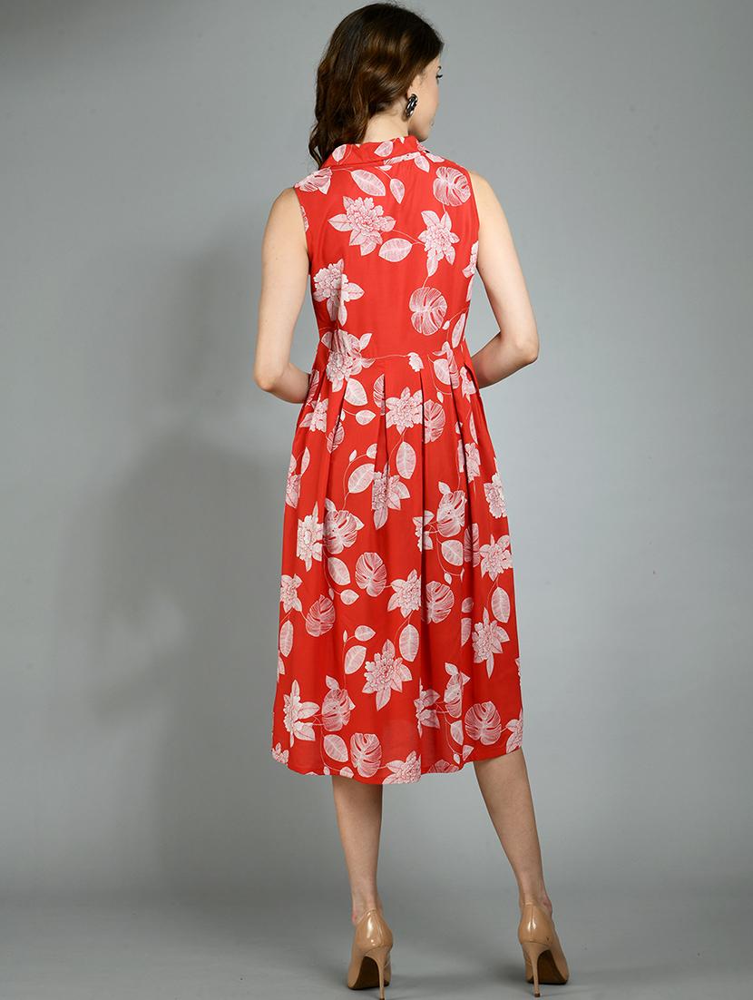 lapel neck floral fit & flare dress - 17782560 - Zoom Image - 4