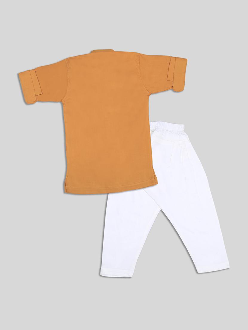 orange solid kurta set - 17782790 - Zoom Image - 2