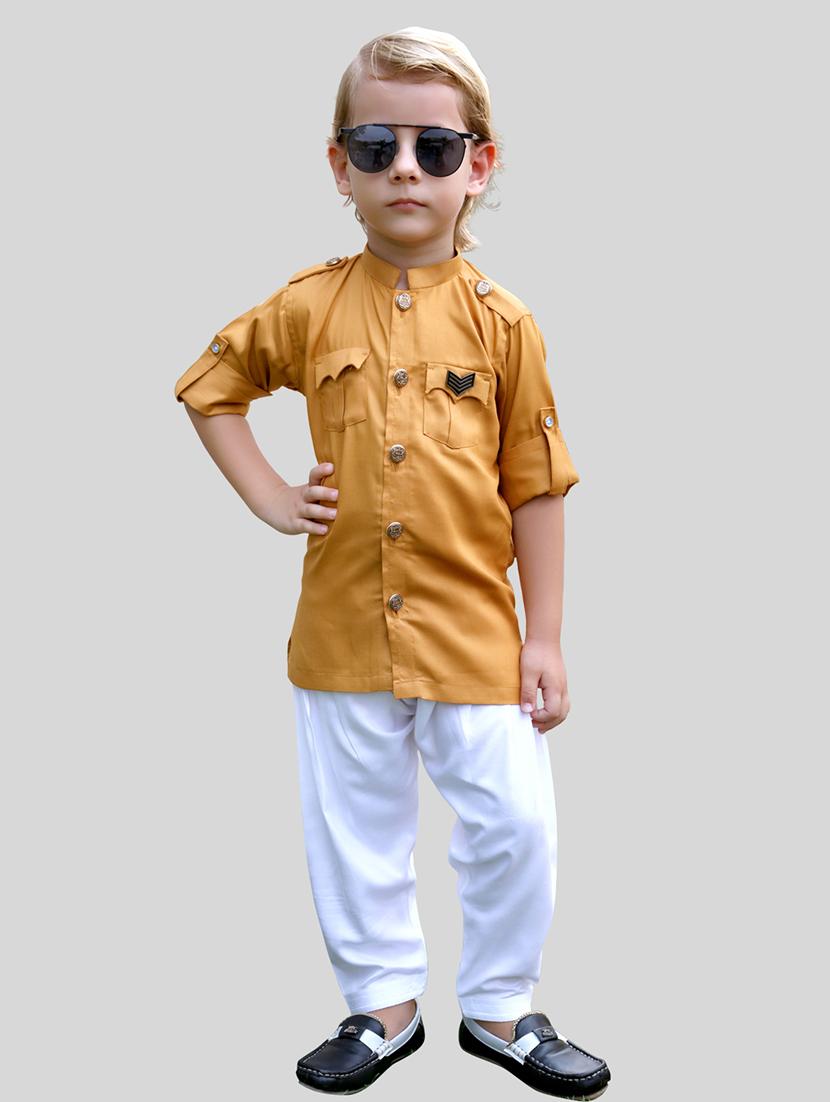 orange solid kurta set - 17782790 - Zoom Image - 6