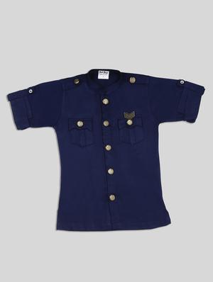 blue solid kurta set - 17782791 - Standard Image - 3