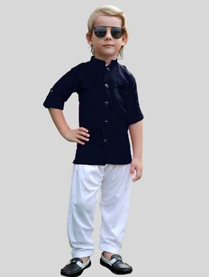 blue solid kurta set - 17782791 - Standard Image - 6