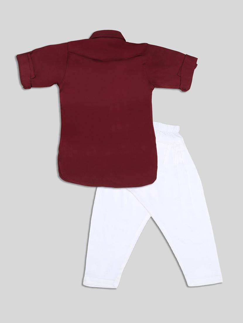 red solid kurta set - 17782797 - Zoom Image - 2