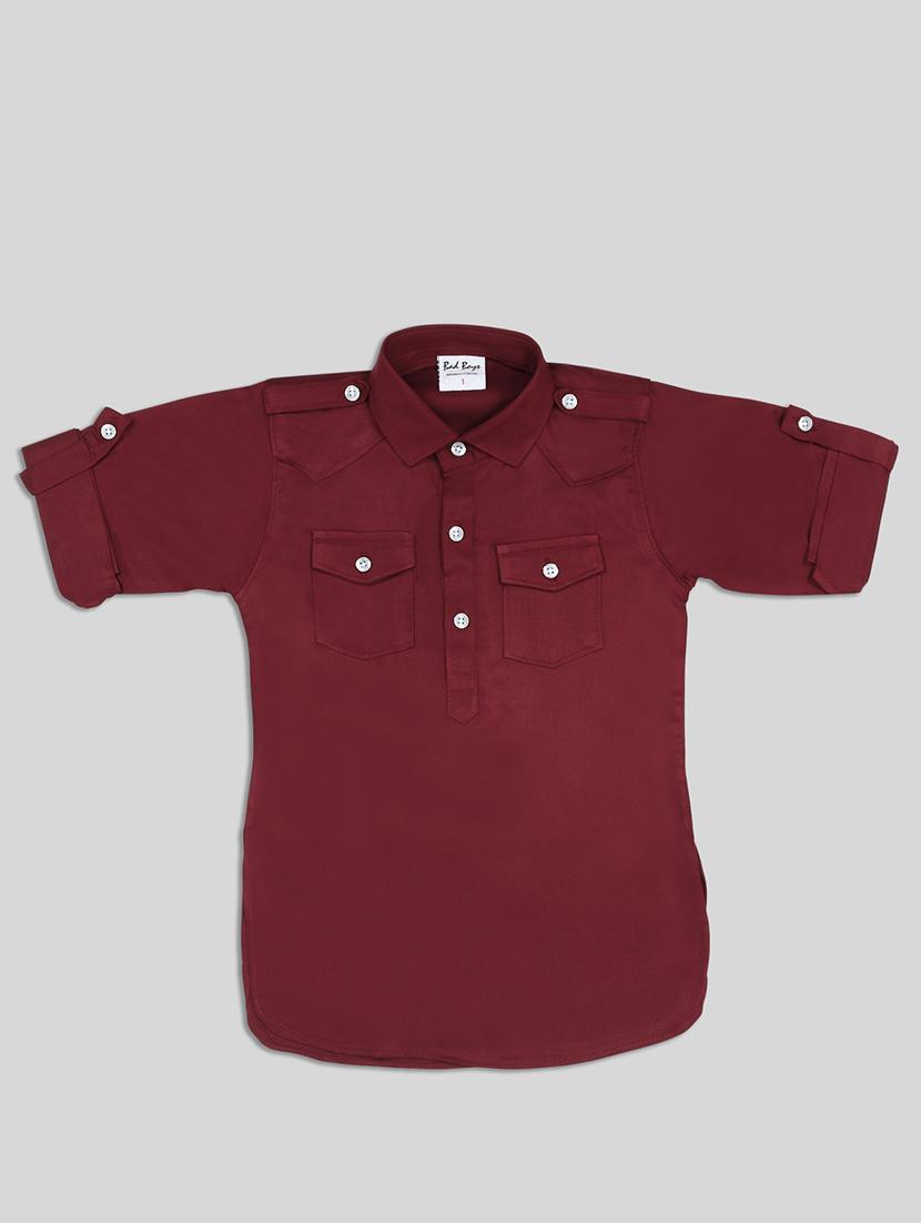 red solid kurta set - 17782797 - Zoom Image - 3
