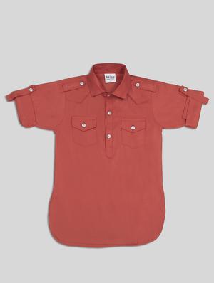red solid kurta set - 17782800 - Standard Image - 3