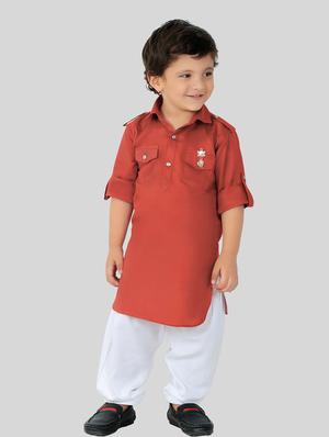 red solid kurta set - 17782800 - Standard Image - 6