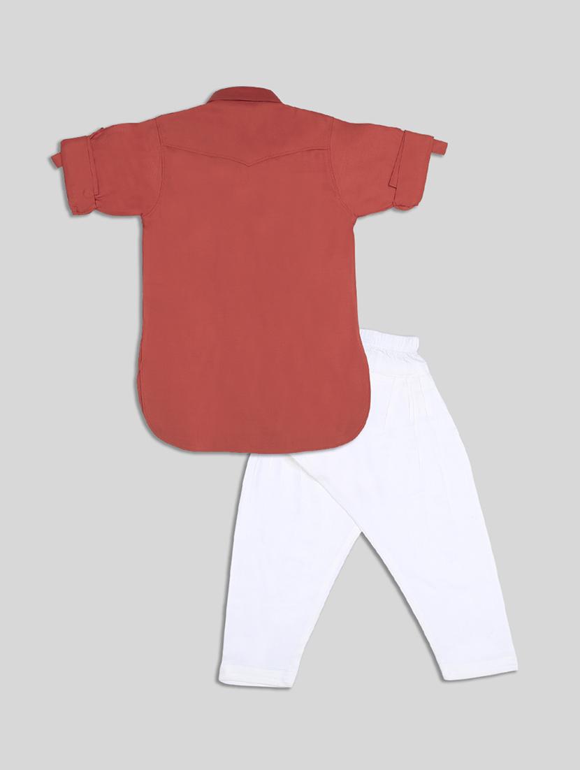 red solid kurta set - 17782800 - Zoom Image - 2