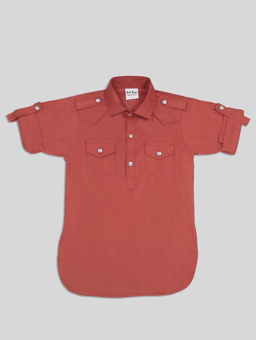 red solid kurta set - 17782800 - Zoom Image - 3