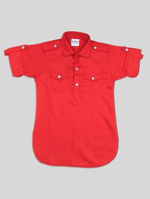red solid kurta set - 17782801 - Standard Image - 3