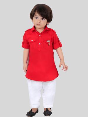 red solid kurta set - 17782801 - Standard Image - 6