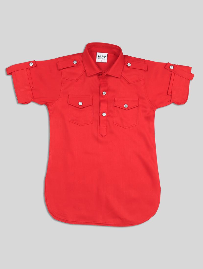 red solid kurta set - 17782801 - Zoom Image - 3