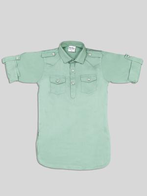 green solid kurta set - 17782803 - Standard Image - 3