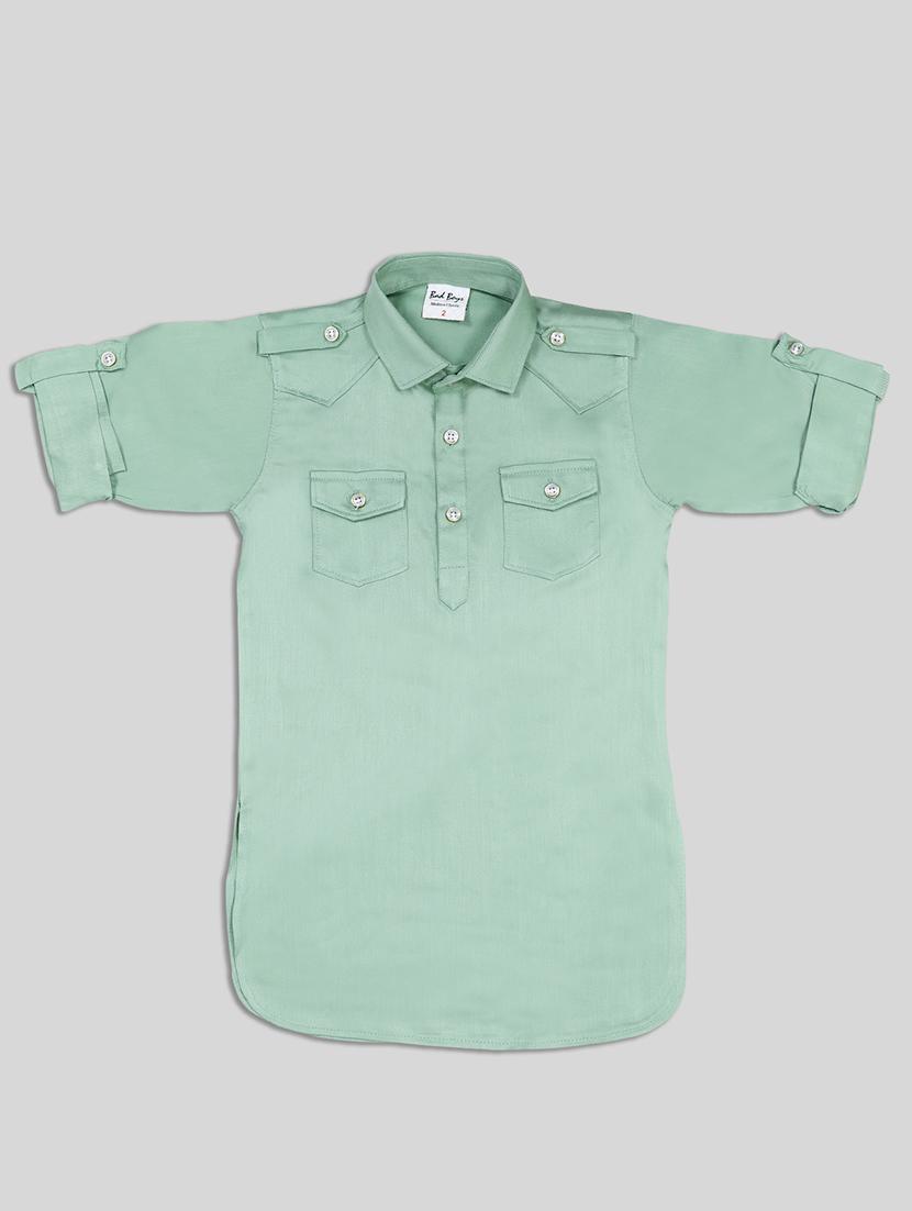 green solid kurta set - 17782803 - Zoom Image - 3