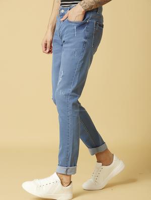 blue light washed ripped denim jeans - 17782813 - Standard Image - 2