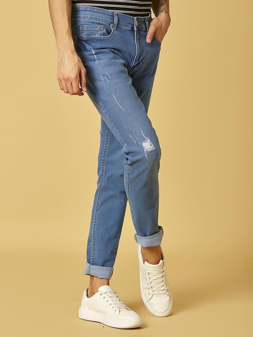 blue light washed ripped denim jeans - 17782813 - Zoom Image - 3