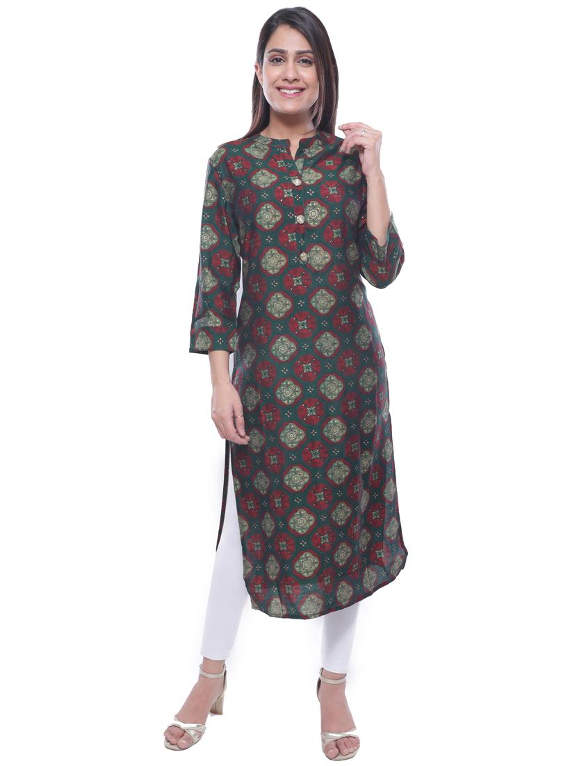 printed straight kurta - 17782899 - Zoom Image - 1
