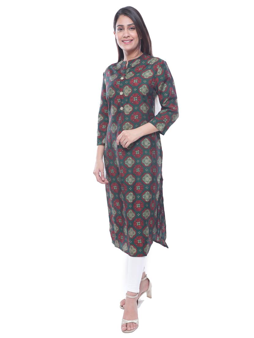 printed straight kurta - 17782899 - Zoom Image - 2