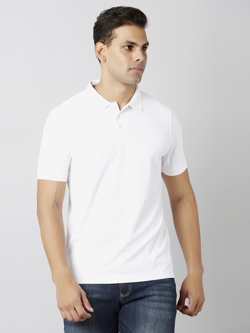 white solid polo t-shirt - 17782969 - Zoom Image - 1