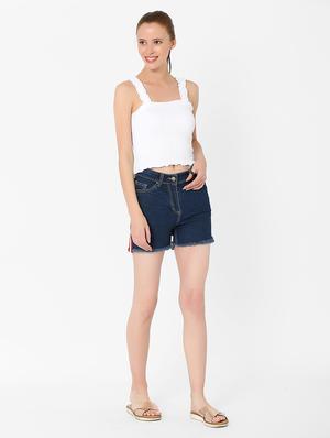 frayed hem side taped shorts - 17783327 - Standard Image - 5