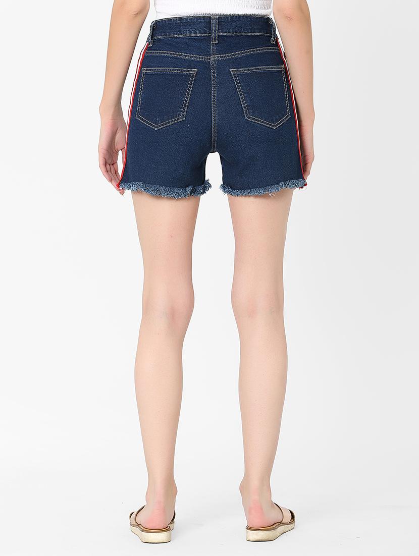 frayed hem side taped shorts - 17783327 - Zoom Image - 4