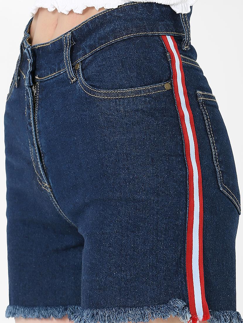 frayed hem side taped shorts - 17783327 - Zoom Image - 6