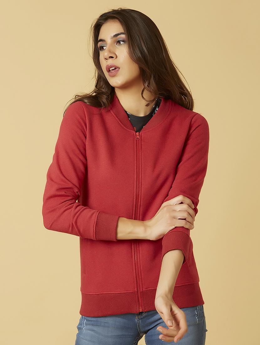 mandarin neck solid sweatshirt - 17783591 - Zoom Image - 1