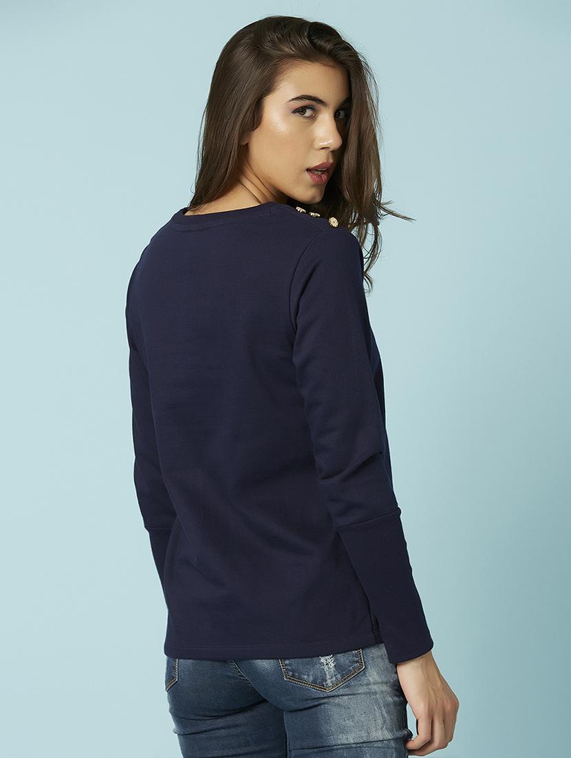 crew neck solid sweatshirt - 17783604 - Zoom Image - 3