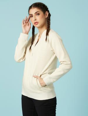 mandarin neck solid sweatshirt - 17783607 - Standard Image - 2