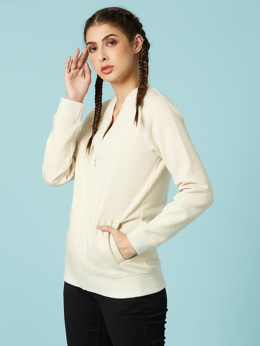 mandarin neck solid sweatshirt - 17783607 - Zoom Image - 2
