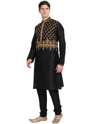 black kurta pyjama ethnic wear set - 17783881 - Standard Image - 2
