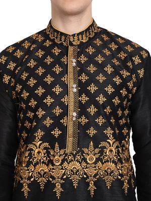 black kurta pyjama ethnic wear set - 17783881 - Standard Image - 4