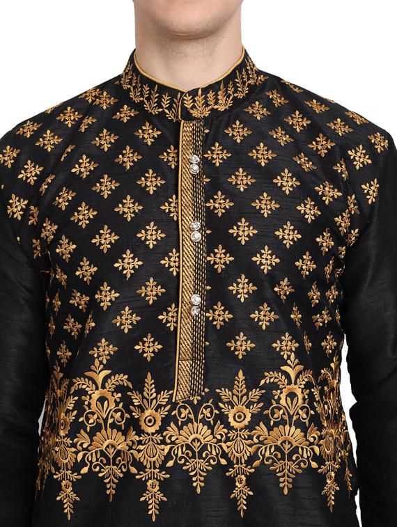 black kurta pyjama ethnic wear set - 17783881 - Zoom Image - 4