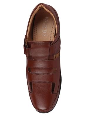 tan leather back strap sandals - 17784330 - Standard Image - 3