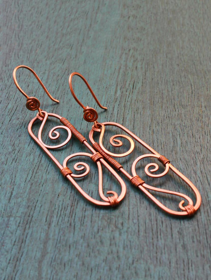 brown copper drop earring - 17785305 - Zoom Image - 1