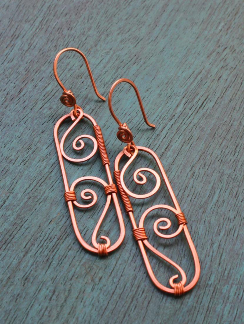 brown copper drop earring - 17785305 - Zoom Image - 2
