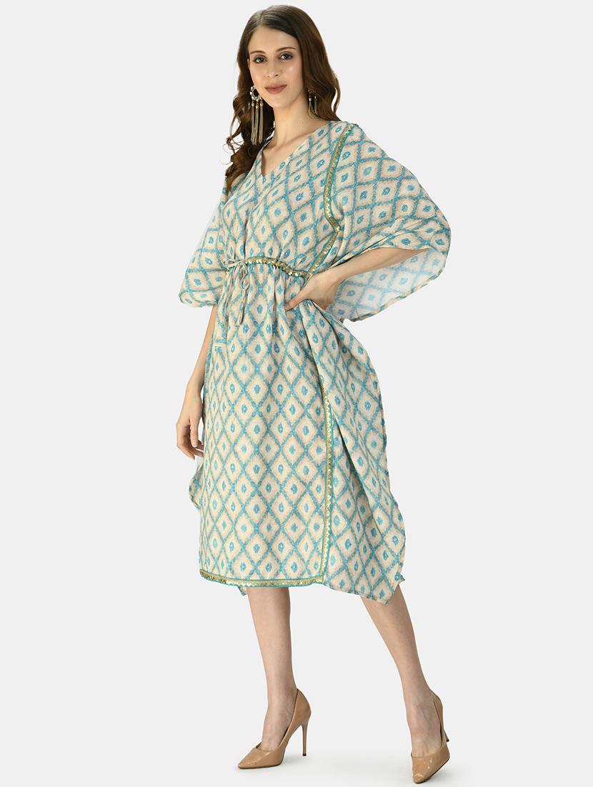 drawstring waist printed kaftan dress - 17785408 - Zoom Image - 2