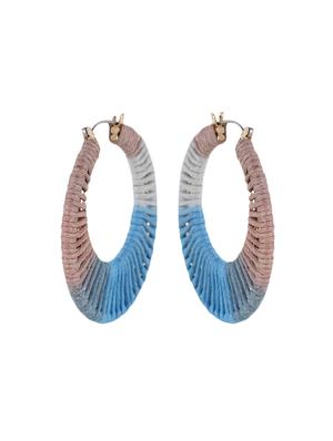 blue cotton handmade hoop earring - 17785464 - Standard Image - 3