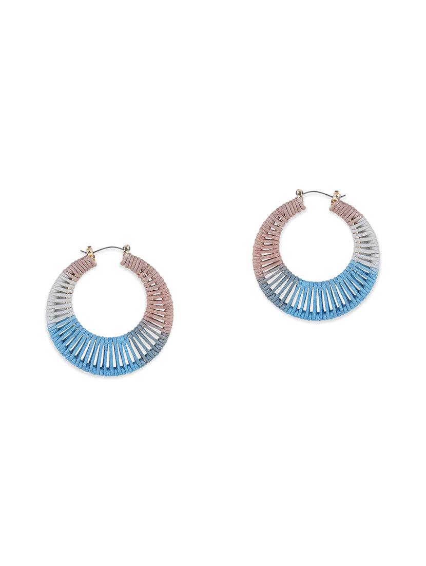 blue cotton handmade hoop earring - 17785464 - Zoom Image - 2